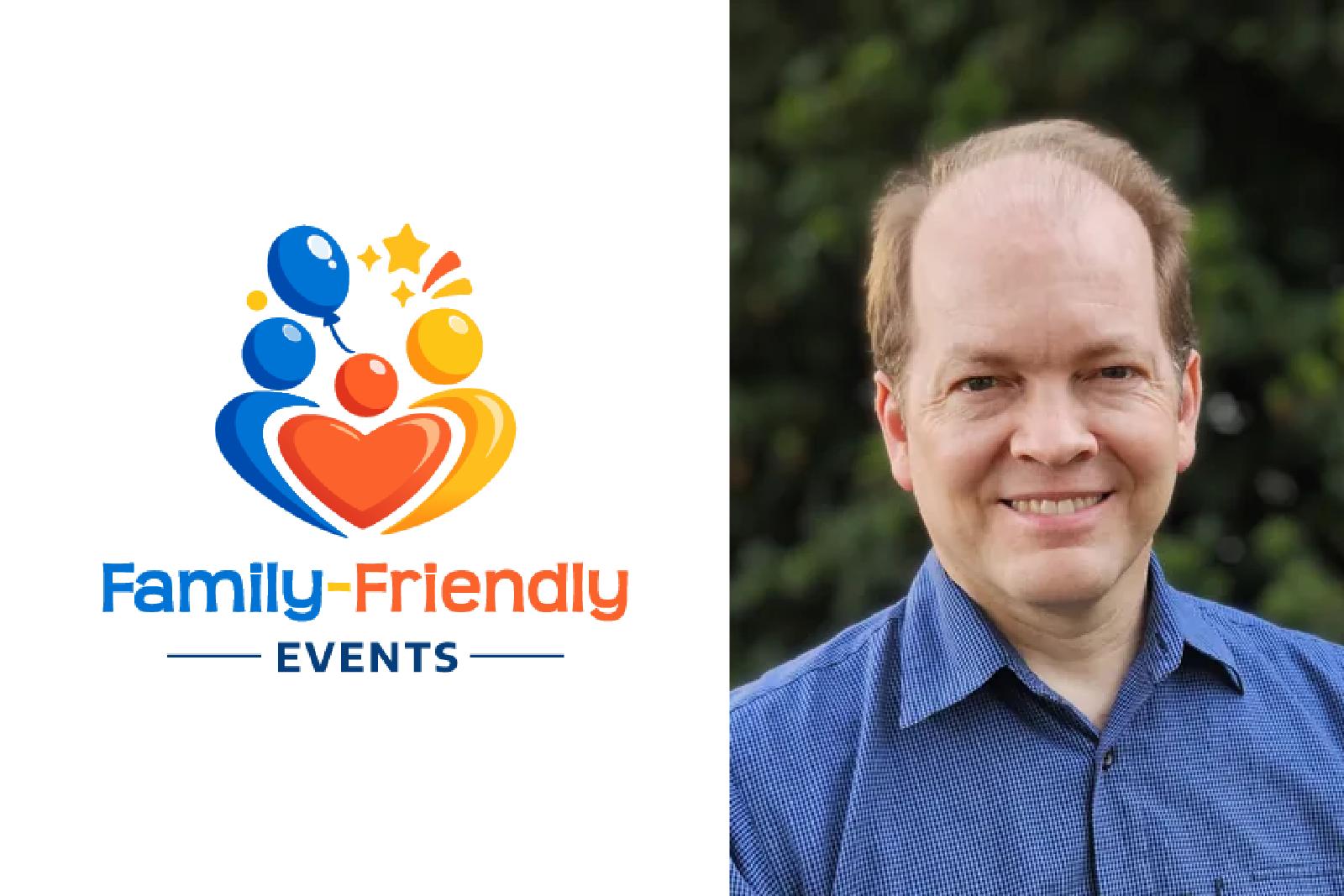 Family-Friendly Events logo and headshot of Carl Bohman, Founder